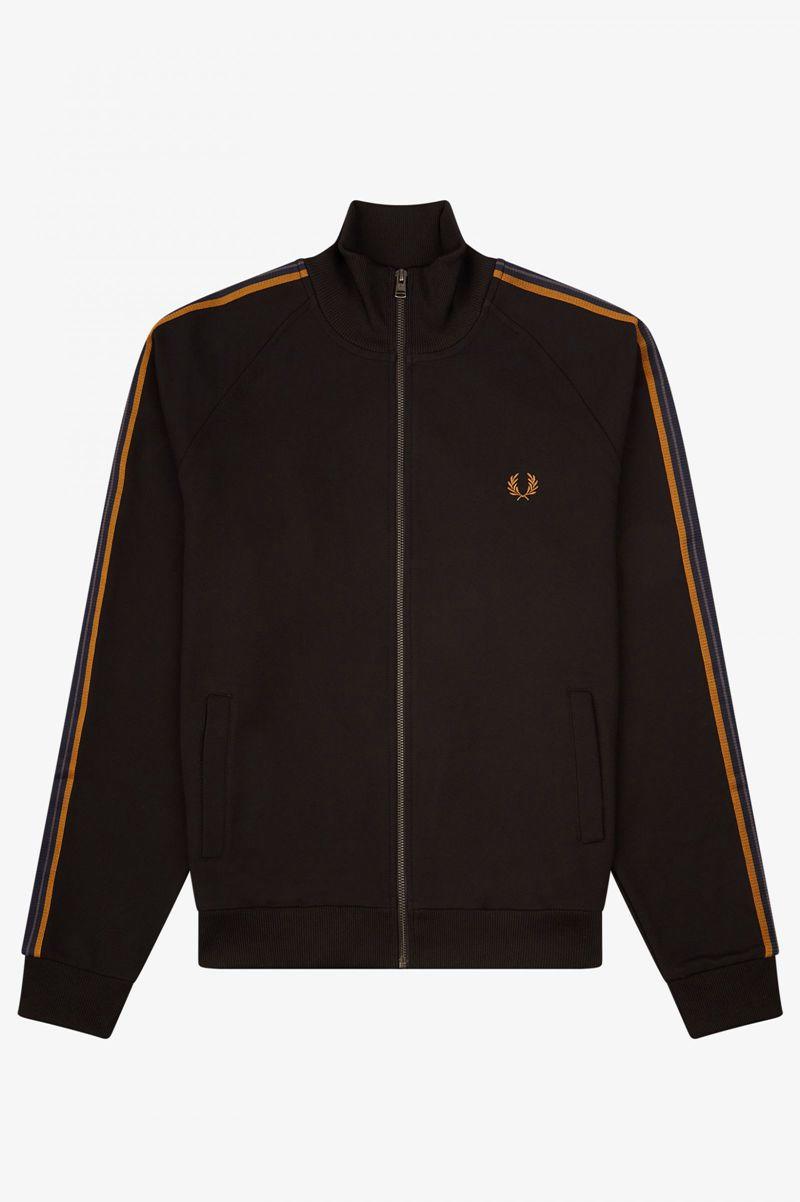 Black Fred Perry Medal Tape Track Men's Jackets | PH 1215VRWD